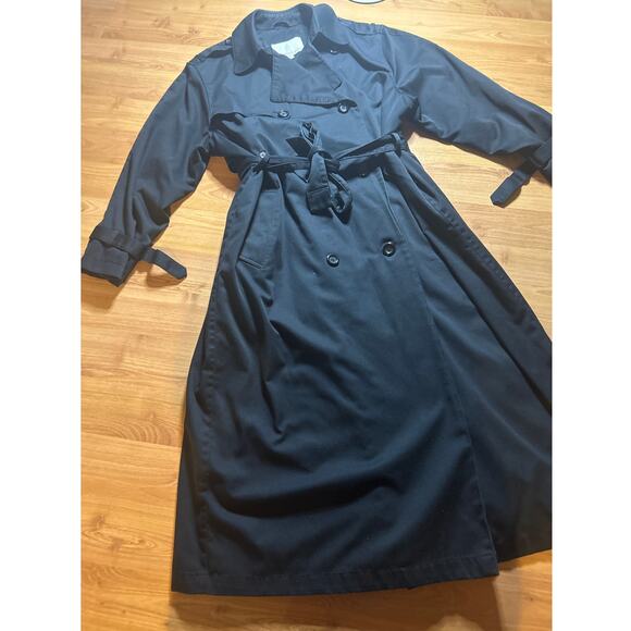 London Fog women’s size 16 double breasted trench coat black - Picture 2 of 8